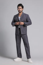 Load image into Gallery viewer, Grey Notch Collar Co-ord Set with Patch Pockets.