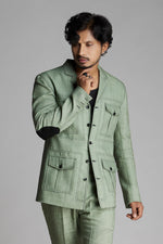 Load image into Gallery viewer, Pastel Green Linen Co-ord Set with Patch pockets