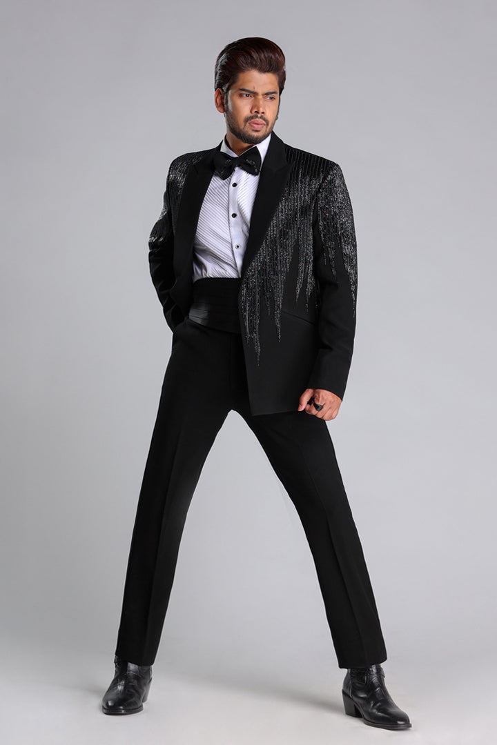 TUXEDO SET WITH BLACK EMROIDERY WORK