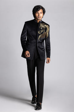 Horse Embroidered Bandgala Set