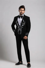 Load image into Gallery viewer, TUXEDO SET WITH SILVER METELIC WORK
