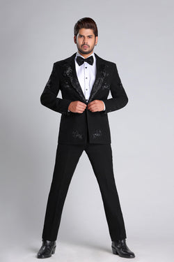 TUXEDO SET WITH BLACK EMROIDERY WORK