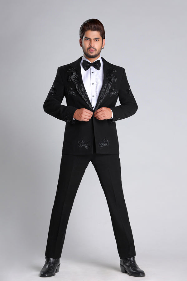 TUXEDO SET WITH BLACK EMROIDERY WORK