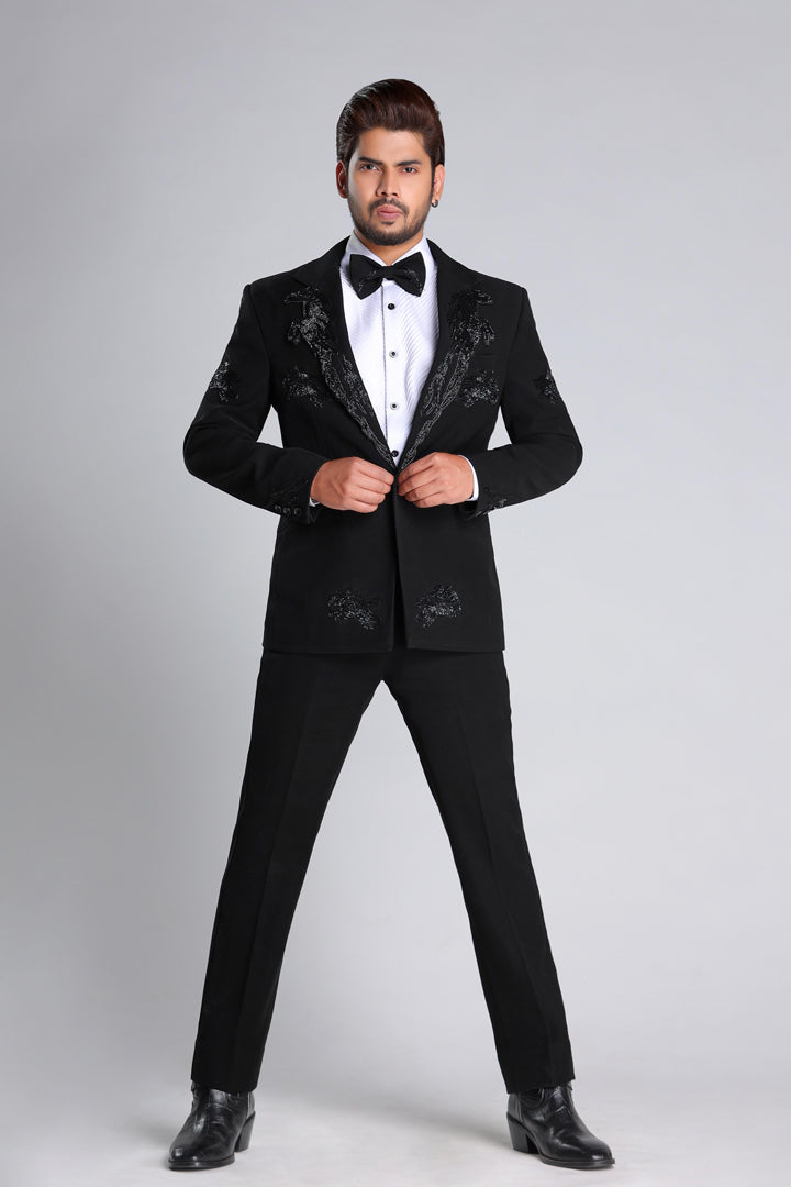 TUXEDO SET WITH BLACK EMROIDERY WORK