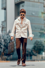 Load image into Gallery viewer, Beige Linen Shacket with Patch pockets

