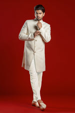 Load image into Gallery viewer, Cream Gold Embroiderd Sherwani
