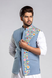 Multi Thread with Kasab Embroiderd Nehru Jacket