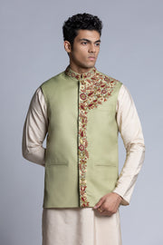 Pastel Green Multi Thread Embroidered Jacket