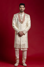 Load image into Gallery viewer, CREAM WITH MULTI THREAD SHERWANI
