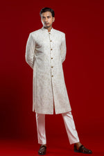 Load image into Gallery viewer, Cream &amp; Gold Embroiderd Sherwani
