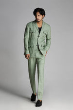 Load image into Gallery viewer, Pastel Green Linen Co-ord Set with Patch pockets
