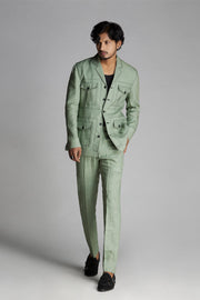 Pastel Green Linen Co-ord Set with Patch pockets