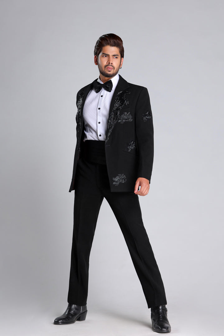 TUXEDO SET WITH BLACK EMROIDERY WORK