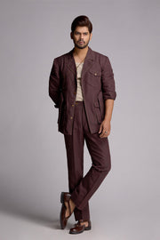 Cola Brown Linen Co-ord Set with Patch pockets.