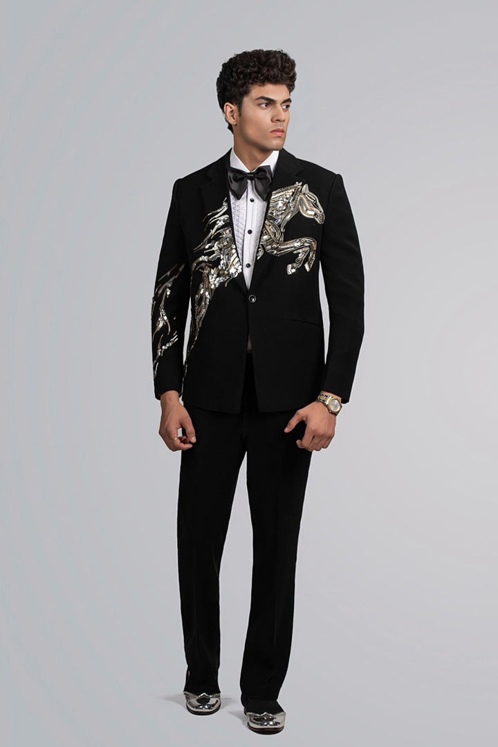 SILVER HORSE EMBROIDERY TUXEDO