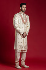 Load image into Gallery viewer, CREAM WITH MULTI THREAD SHERWANI
