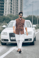 Load image into Gallery viewer, Linen Patch Pockets &amp; Belt Nehru Jacket.

