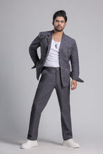 Load image into Gallery viewer, Grey Notch Collar Co-ord Set with Patch Pockets.
