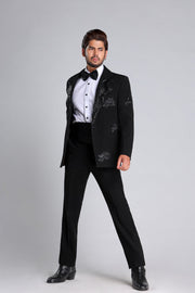 TUXEDO SET WITH BLACK HORSE EMROIDERY WORK