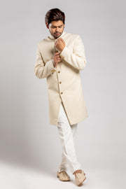 Cream Gold Embroiderd Sherwani