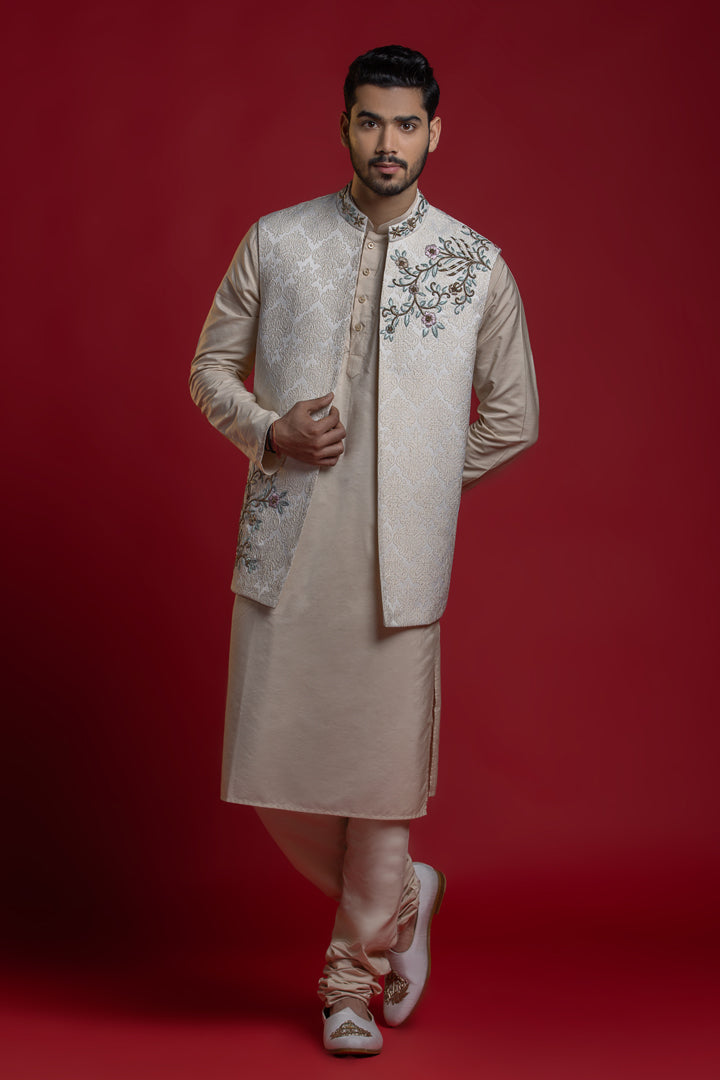 Multi Thread with Kasab Embroiderd Open Jacket