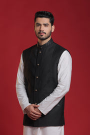 Multiple Pleated & Leather Jacket