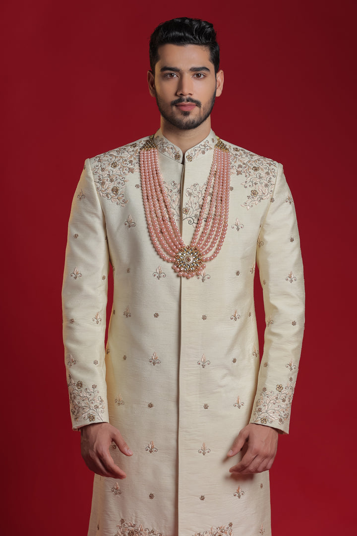 CREAM WITH MULTI THREAD SHERWANI