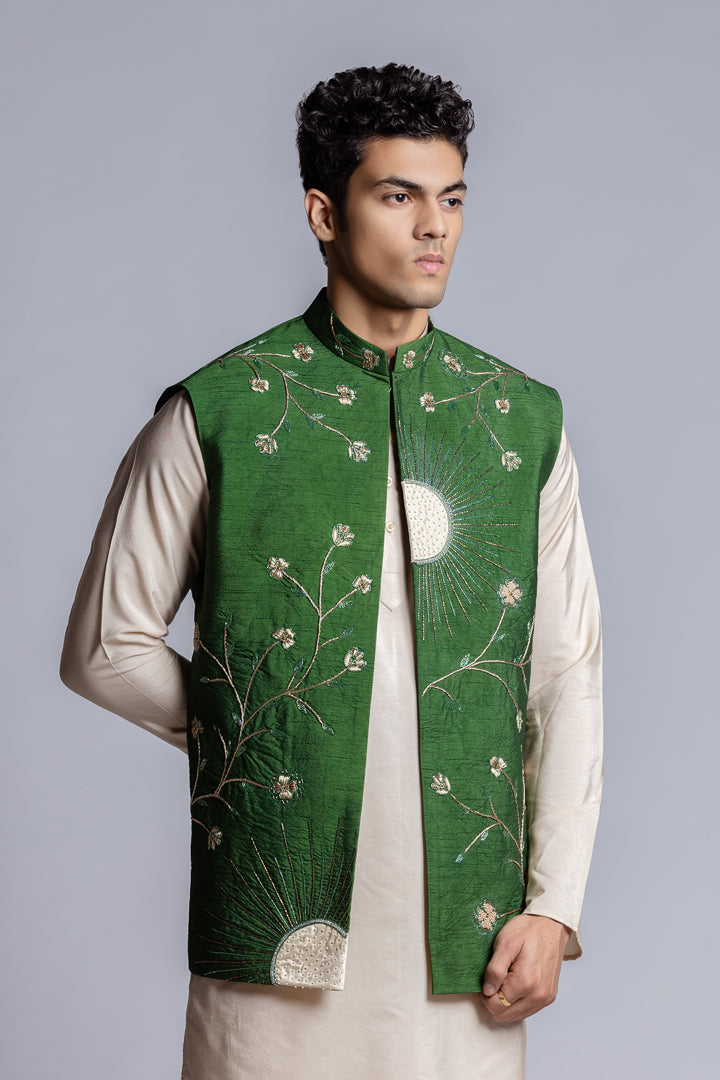 Silk Cut Beads Sun Rays Embroiderd Jacket