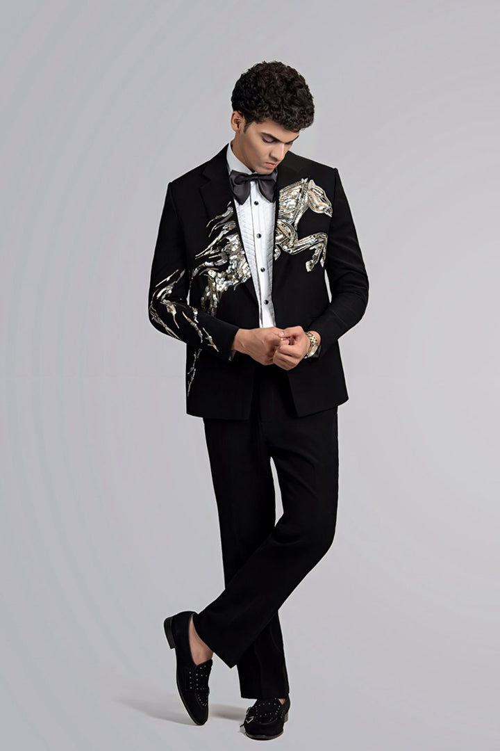 SILVER HORSE EMBROIDERY TUXEDO