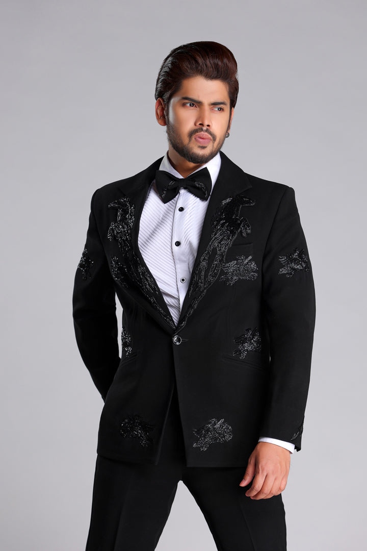 TUXEDO SET WITH BLACK EMROIDERY WORK