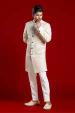 Load image into Gallery viewer, Cream Gold Embroiderd Sherwani
