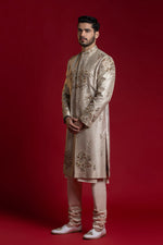 Load image into Gallery viewer, Cream &amp; Gold kasab Embroiderd Sherwani
