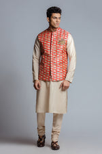 Load image into Gallery viewer, Silk Elephant Print &amp;  Embroidered Modi Jacket
