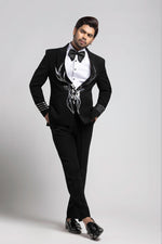 Load image into Gallery viewer, TUXEDO SET WITH SILVER METELIC WORK
