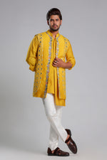 Load image into Gallery viewer, Yellow Fabric with Multi Thread Embroiderd Jacket
