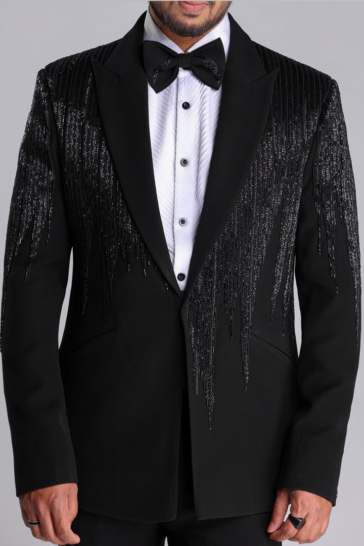 TUXEDO SET WITH BLACK EMROIDERY WORK