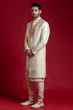 Load image into Gallery viewer, CREAM WITH MULTI THREAD SHERWANI
