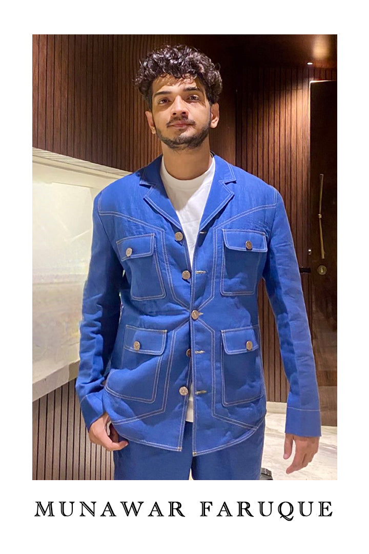 MUNAWAR FARUQUI IN DENIM BLUE CO-ORD SET