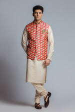 Load image into Gallery viewer, Silk Elephant Print &amp;  Embroidered Modi Jacket
