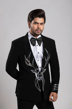 Load image into Gallery viewer, TUXEDO SET WITH SILVER METELIC WORK
