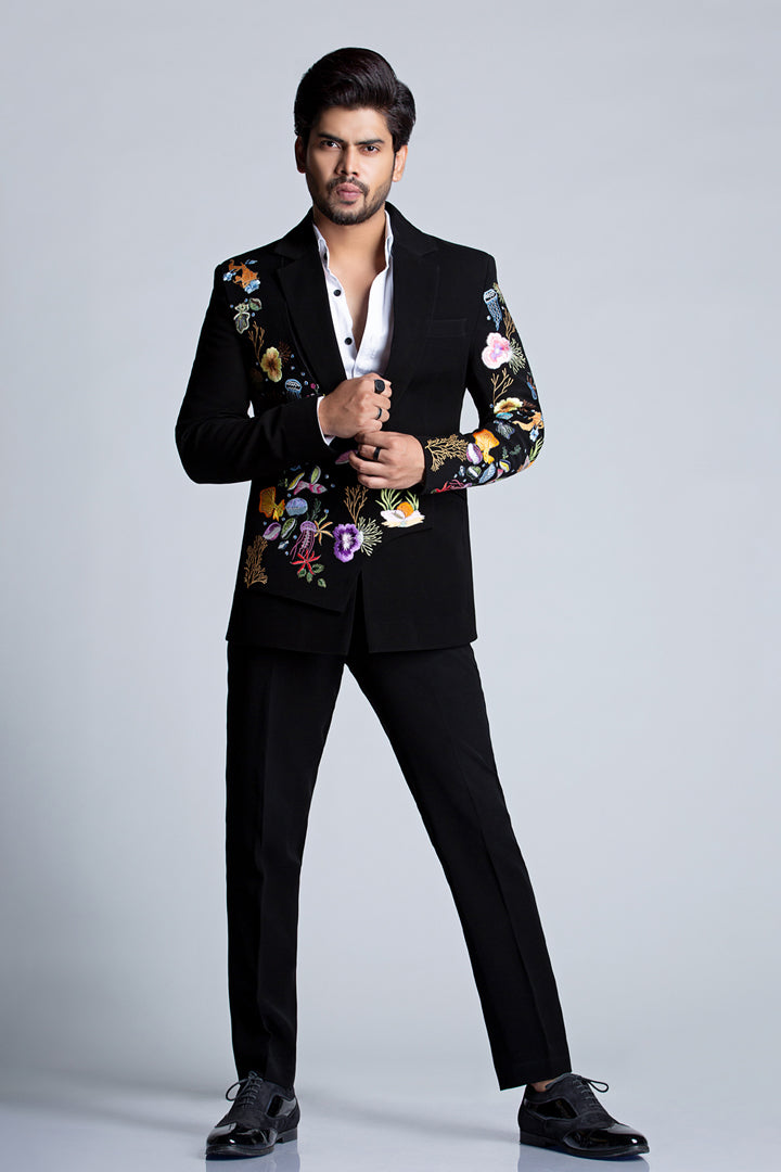 Ocean theme Tuxedo Set In Satin Crape