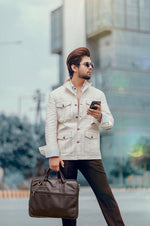 Load image into Gallery viewer, Linen Jacket with Patch Pockets &amp; Belt
