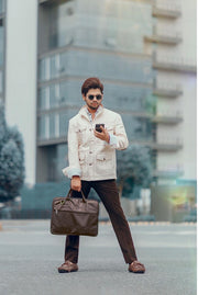 Linen Jacket with Patch Pockets & Belt