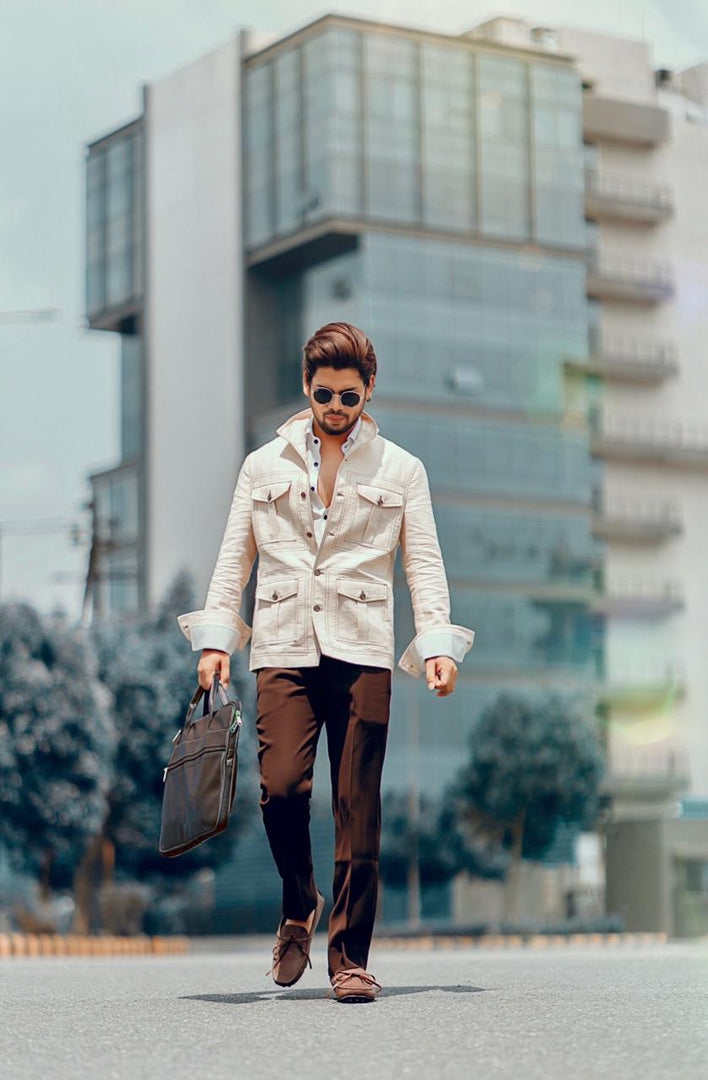Linen Jacket with Patch Pockets & Belt