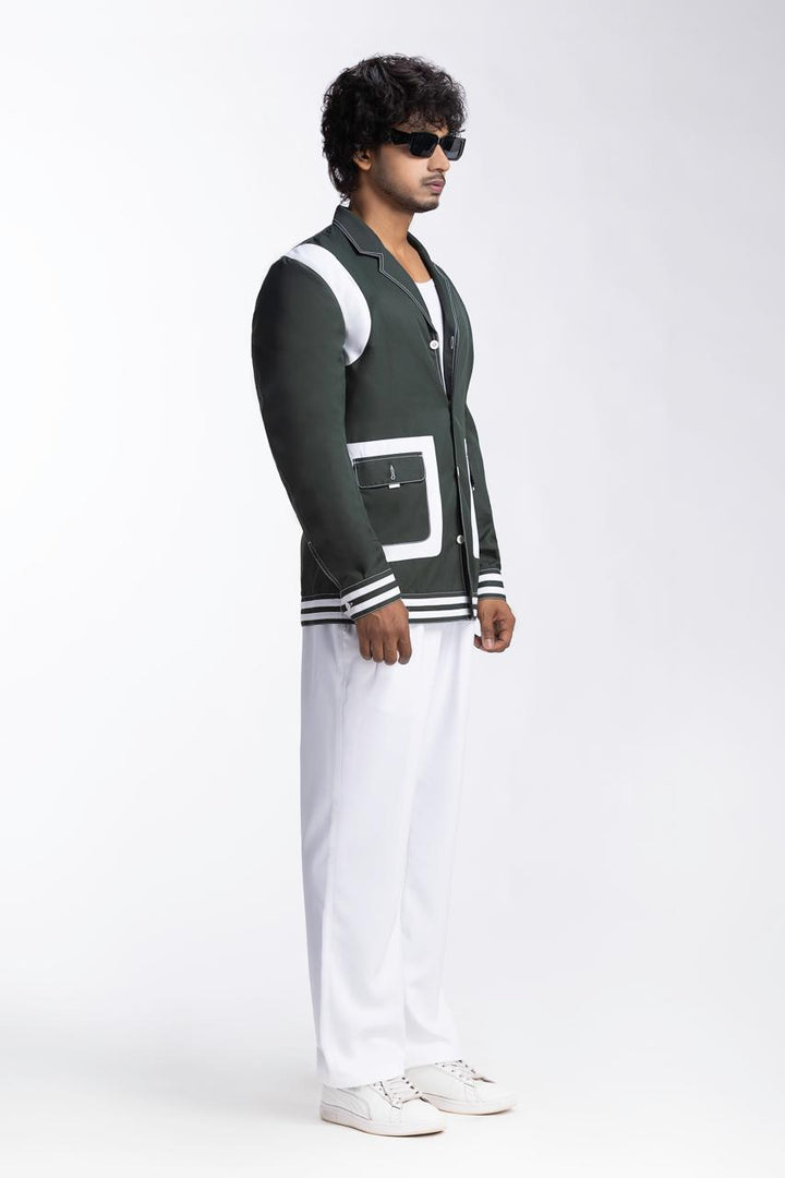 Green & White Strap Shacket
