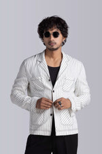 Load image into Gallery viewer, White Stripes Stylist Shacket
