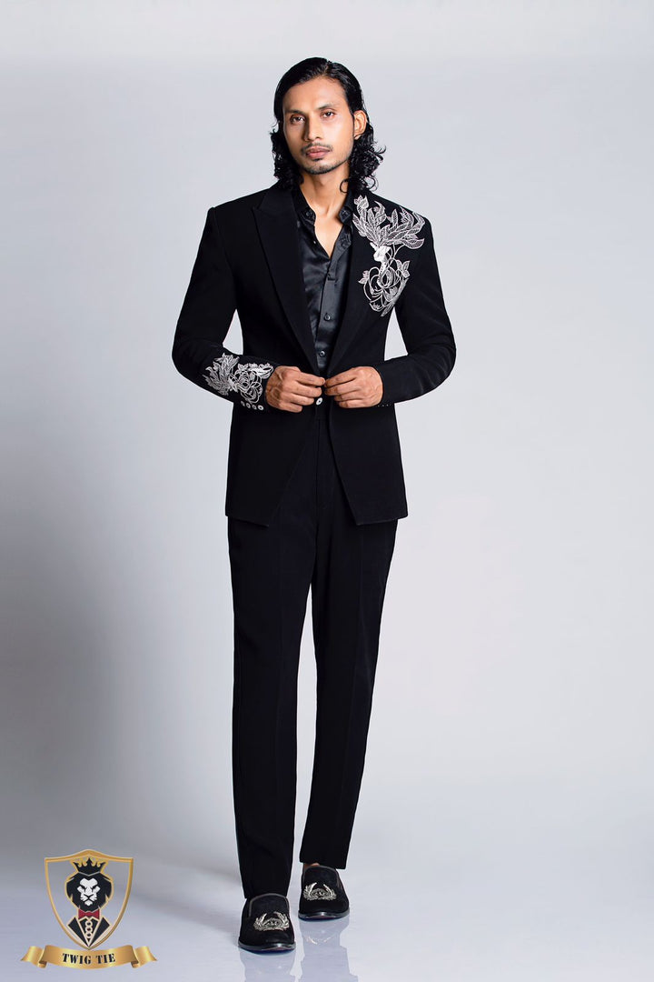 Deer Embroiderd Tuxedo Set