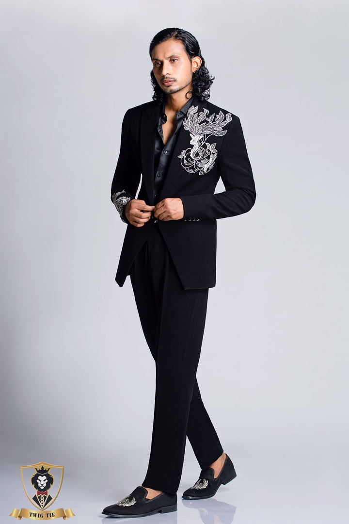 Deer Embroiderd Tuxedo Set