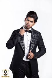 Double Breasted Lapel Tuxedo Set In Satin Crape