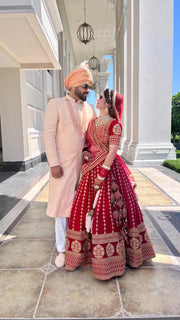 Peach Chikankari Sherwani